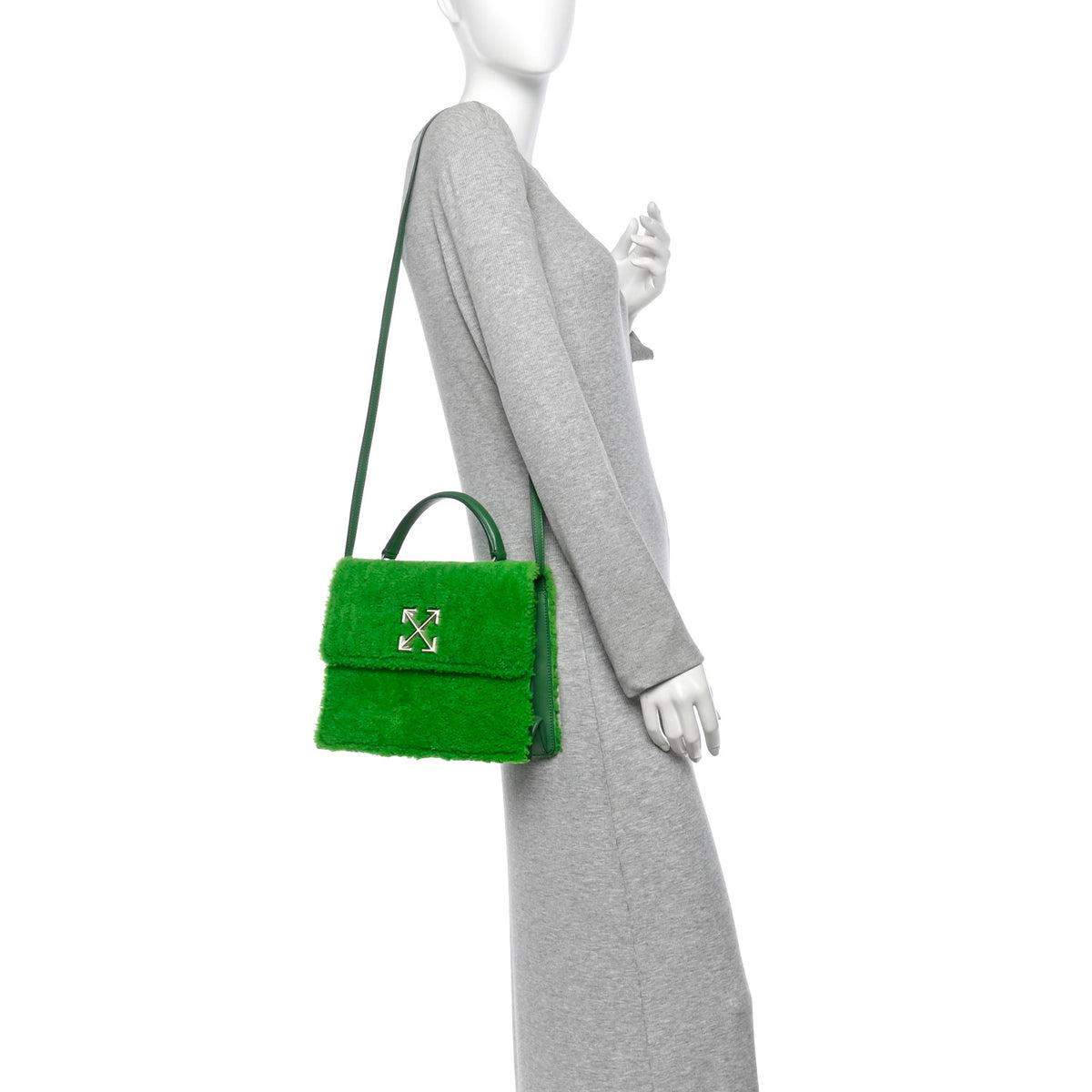 Shearling Calfskin Jitney 2.8 Bag Green