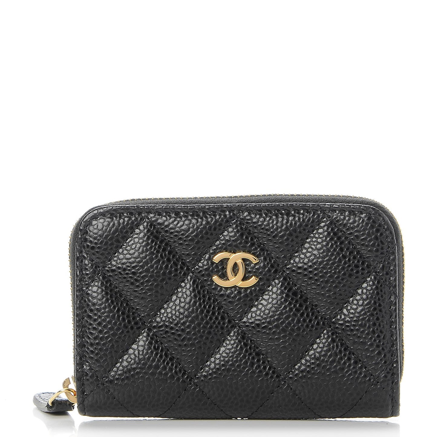 Caviar Quilted Zip Coin Purse Black