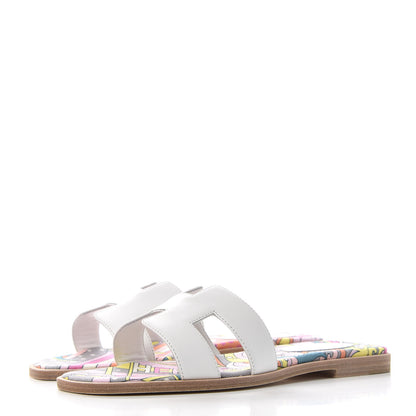Hermes Faubourg Rainbow Oran Sandals 37 White Multicolore 3 of 15