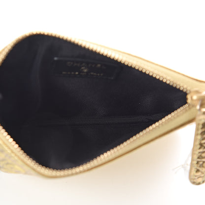 Chanel Metallic Calfskin Crocodile Embossed Cocodile Cosmetic Case Gold 5 of 8
