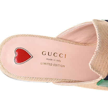 Gucci Canvas Vintage Charlotte Web Womens Princetown Slippers 37 Sand New Shamarock 8 of 10