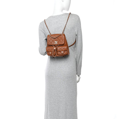 Chanel Calfskin Quilted Medium Duma Pockets Drawstring Backpack Light Brown 2 of 10