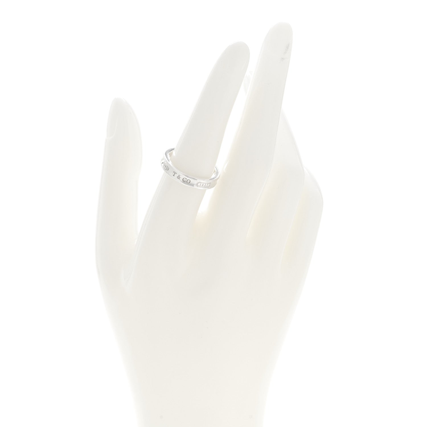 Tiffany Sterling Silver Narrow 1837 Band Ring 54 7 2 of 4