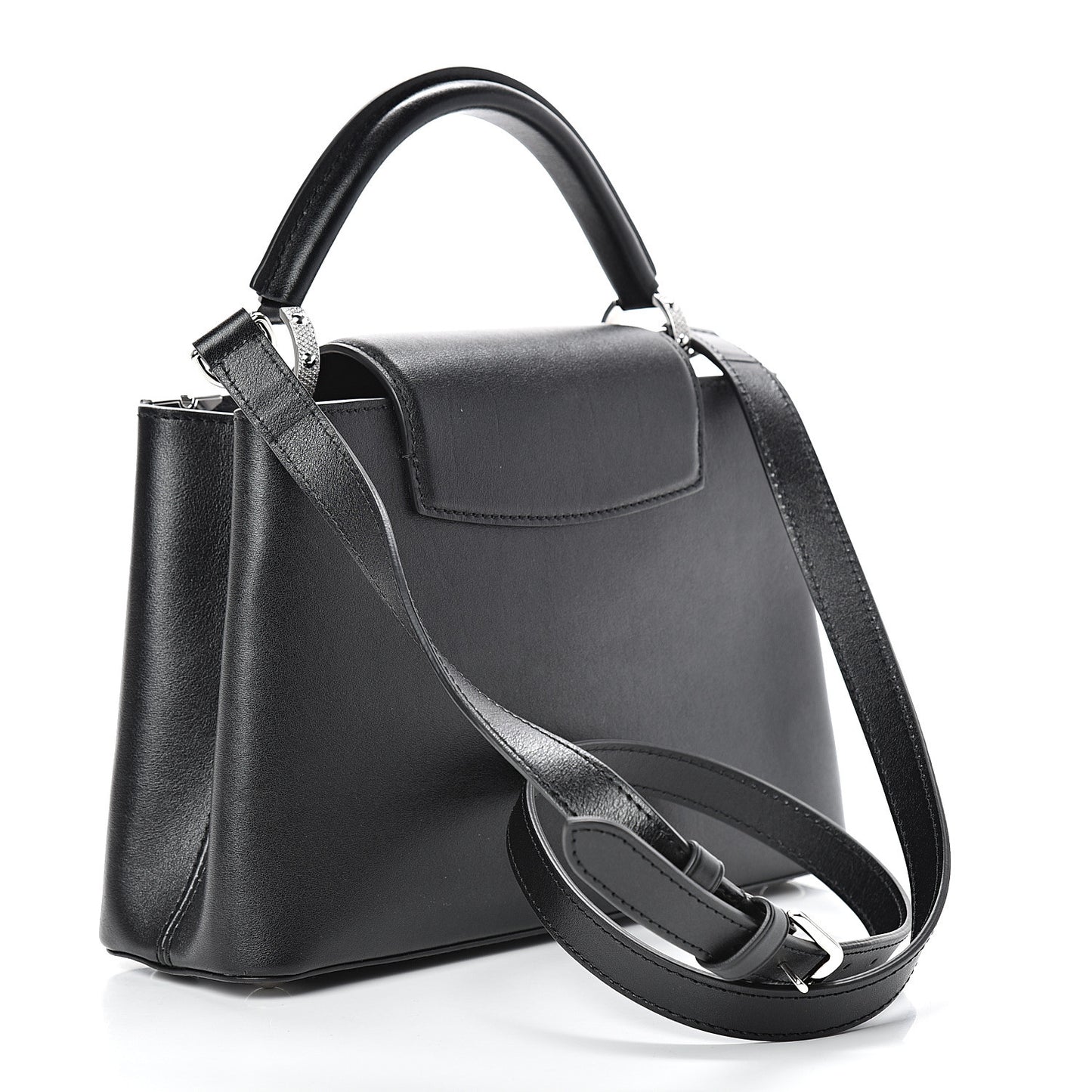 Smooth Calfskin Crystal Flowers Capucines BB Black