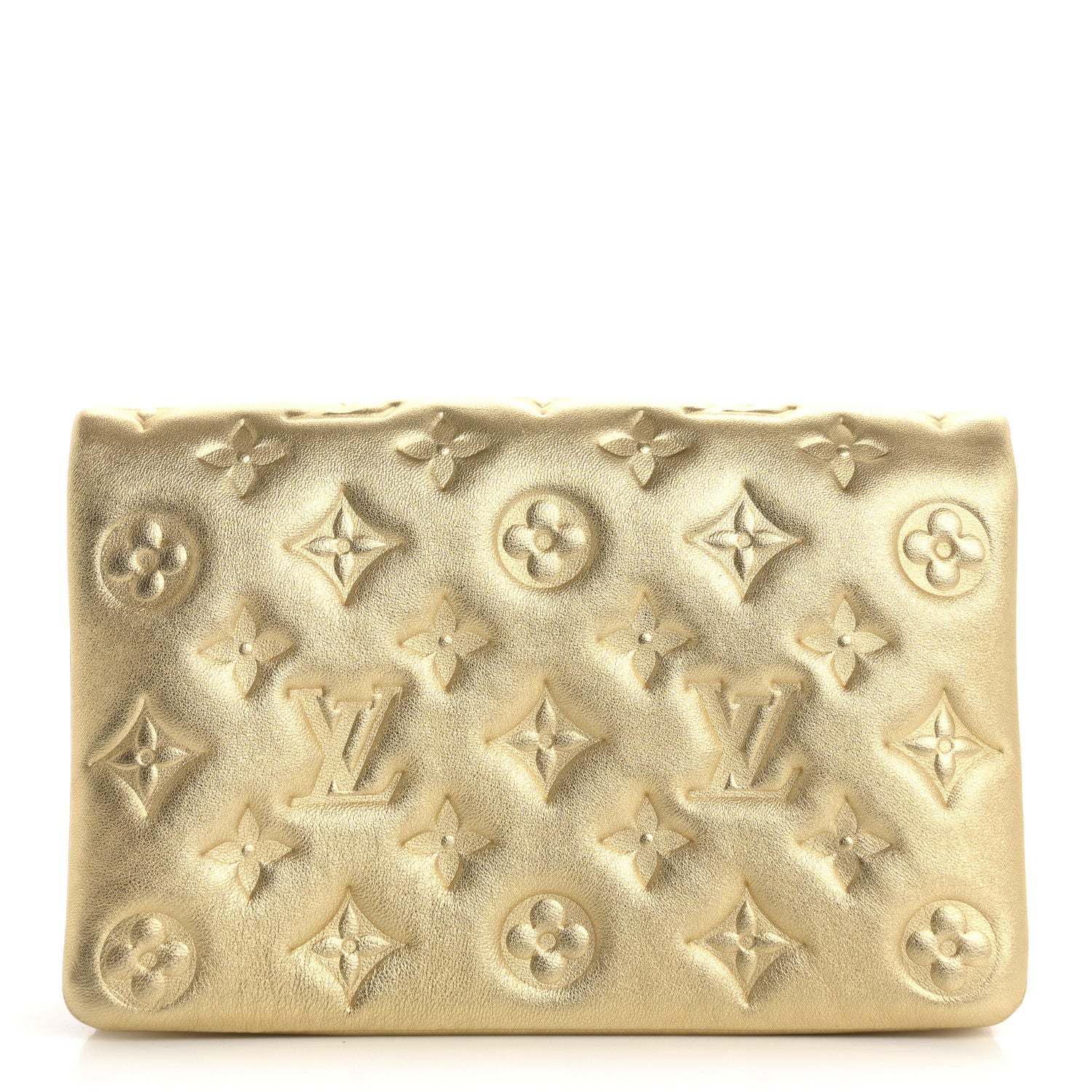 Louis Vuitton Metallic Lambskin Embossed Monogram Pochette Coussin Gold 1 of 12