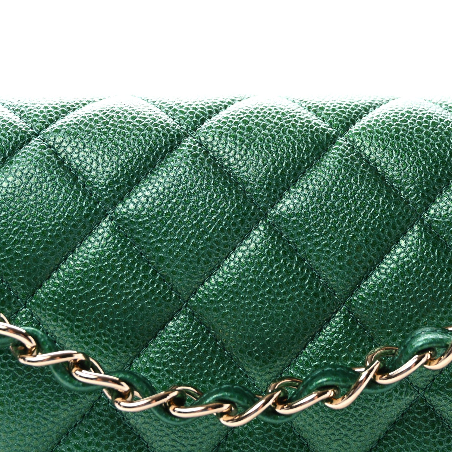 Chanel Metallic Caviar Quilted Jumbo Double Flap Green 7 of 10
