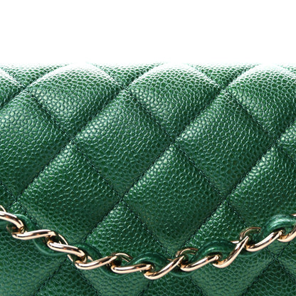 Chanel Metallic Caviar Quilted Jumbo Double Flap Green 7 of 10