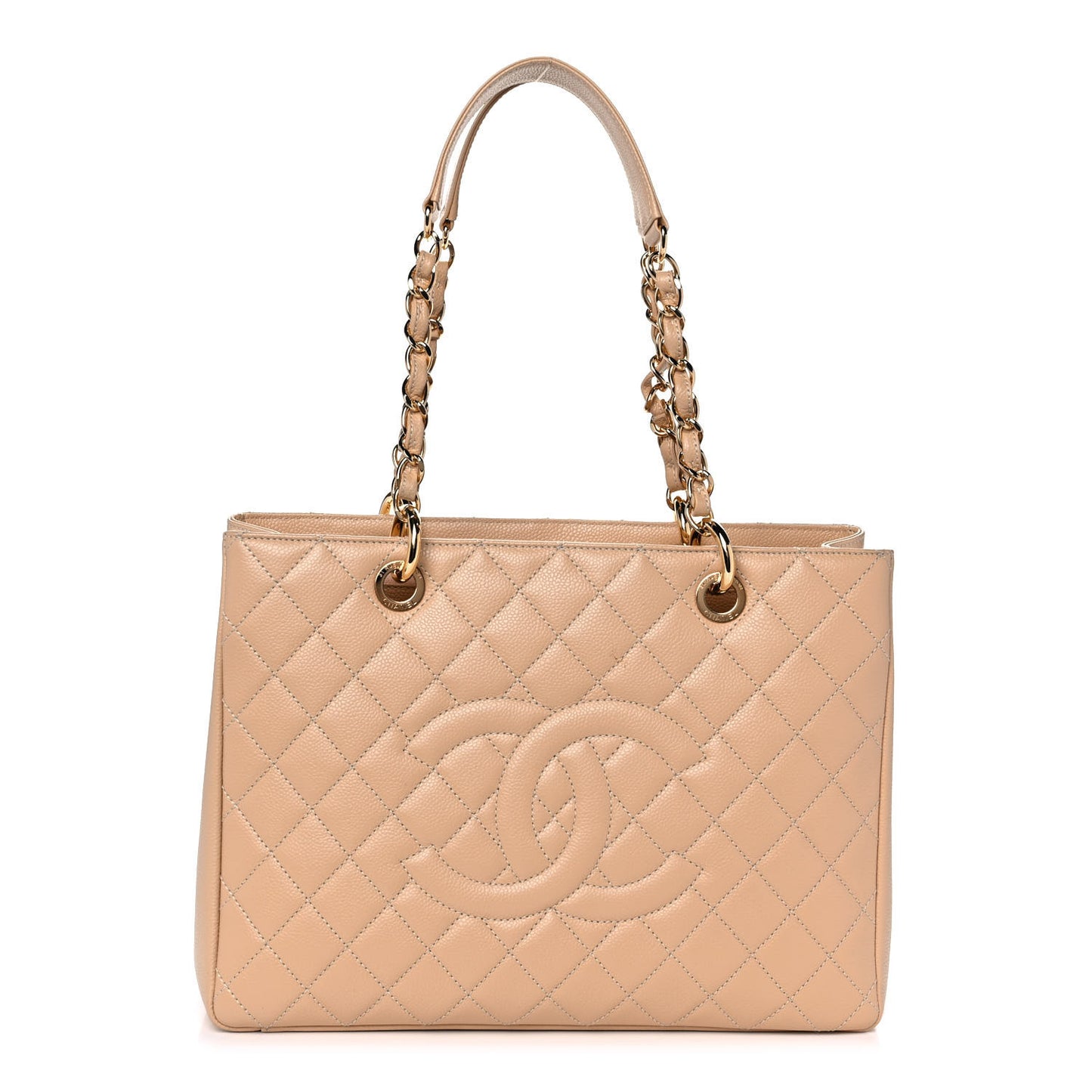 Caviar Quilted Grand Shopping Tote GST Beige