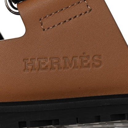 Hermes Calfskin Mens Chypre Sandals 42 Naturel Safari Black 7 of 10