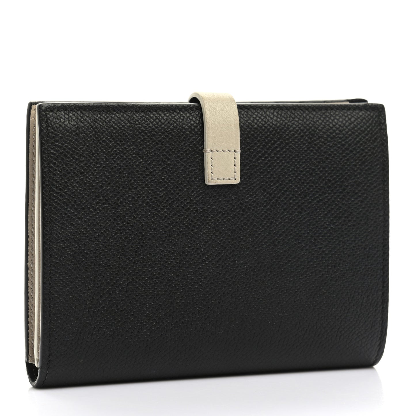 Grained Calfskin Medium Multifunction Strap Wallet Black Chalk