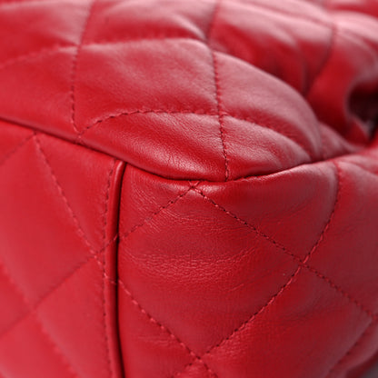 Chanel Lambskin Quilted Chain Drawstring Bag Red 11 of 16