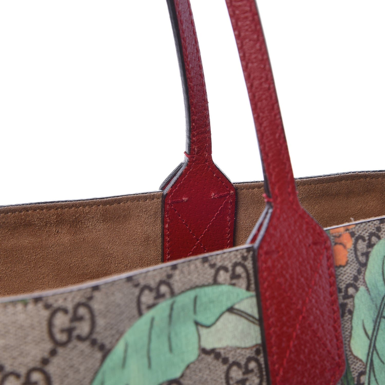 Gucci GG Supreme Monogram Tian Medium Shopping Tote Beige Multicolor Red 14 of 14