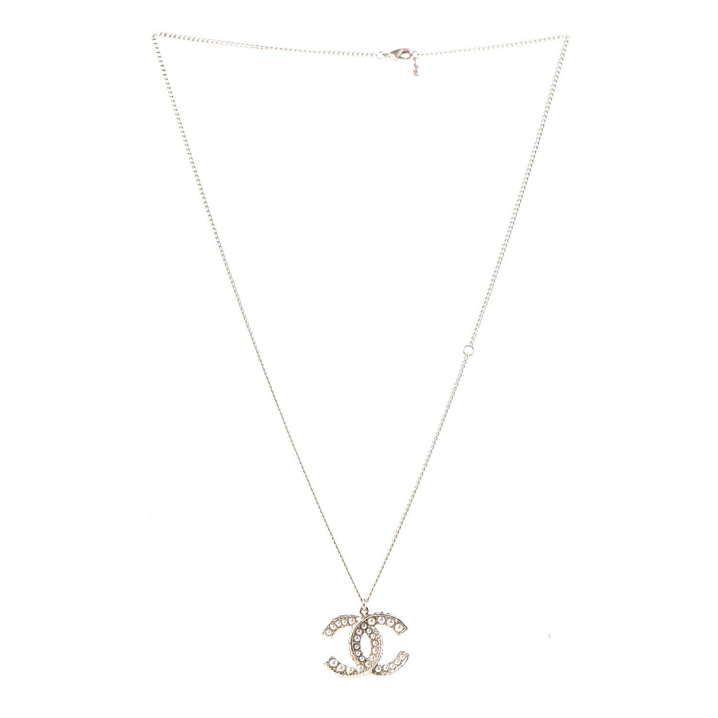 Pearl CC Pendant Necklace Gold