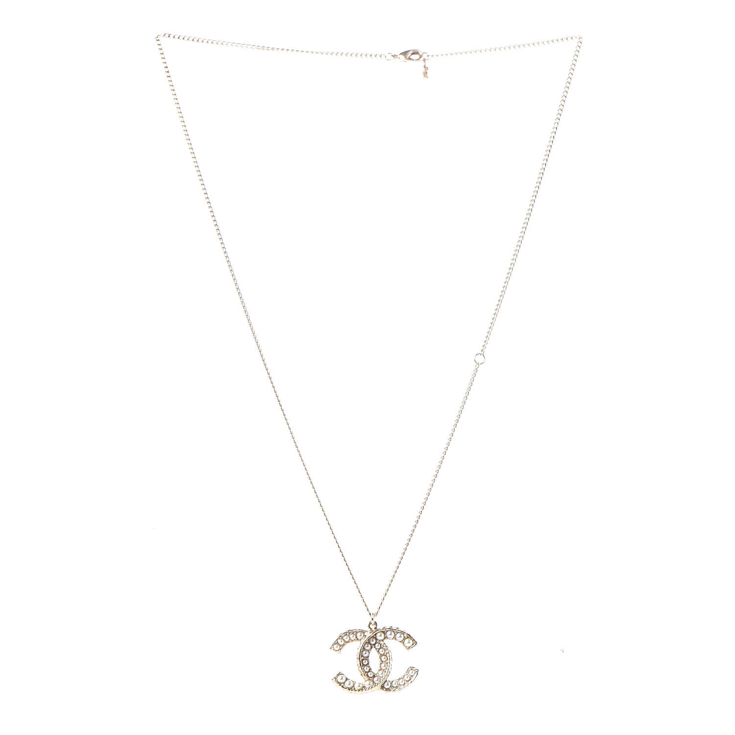 Chanel Pearl CC Pendant Necklace Gold 3 of 6