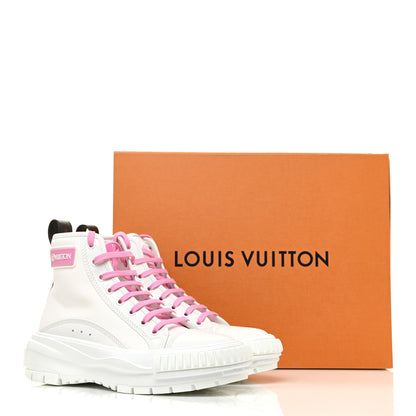 Louis Vuitton Canvas Monogram LV Squad Sneaker Boots 38 White Pink 13 of 13