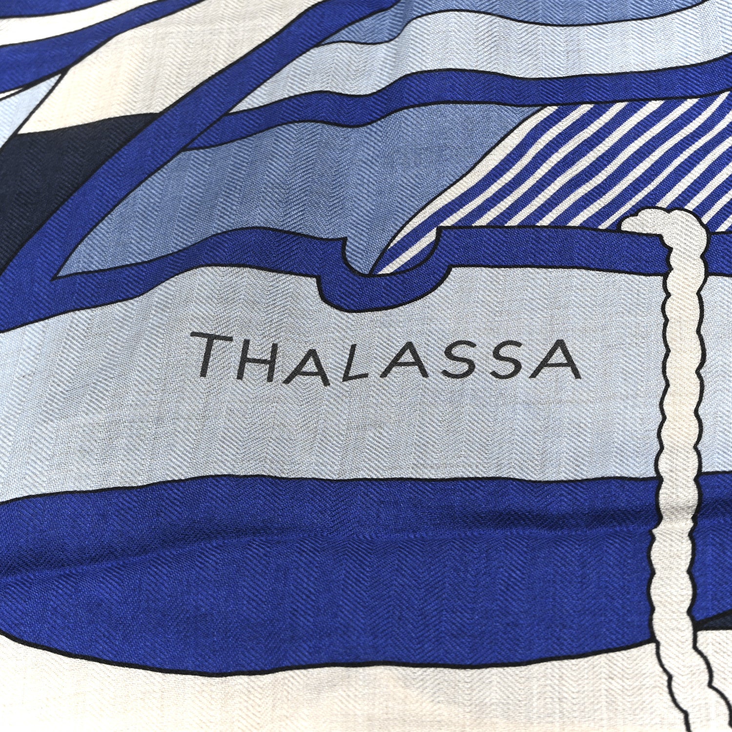 Hermes Cashmere Silk Thalassa Shawl 140 Marine Naturel Ciel 5 of 5
