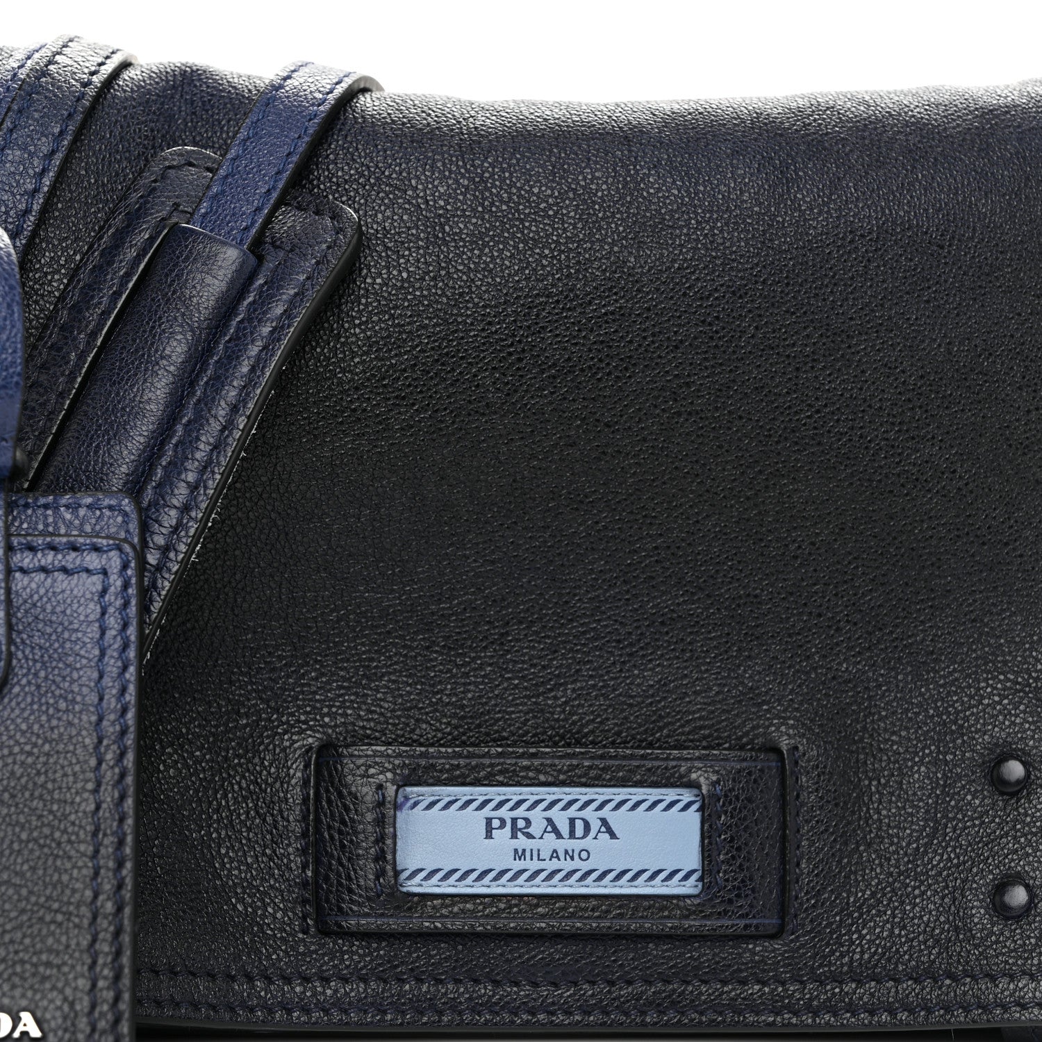 Prada Glace Calf Etiquette Flap Inchiostro Astrale 10 of 12
