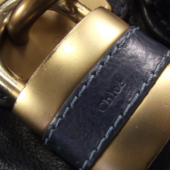 Leather Paddington Satchel Blue Nuit