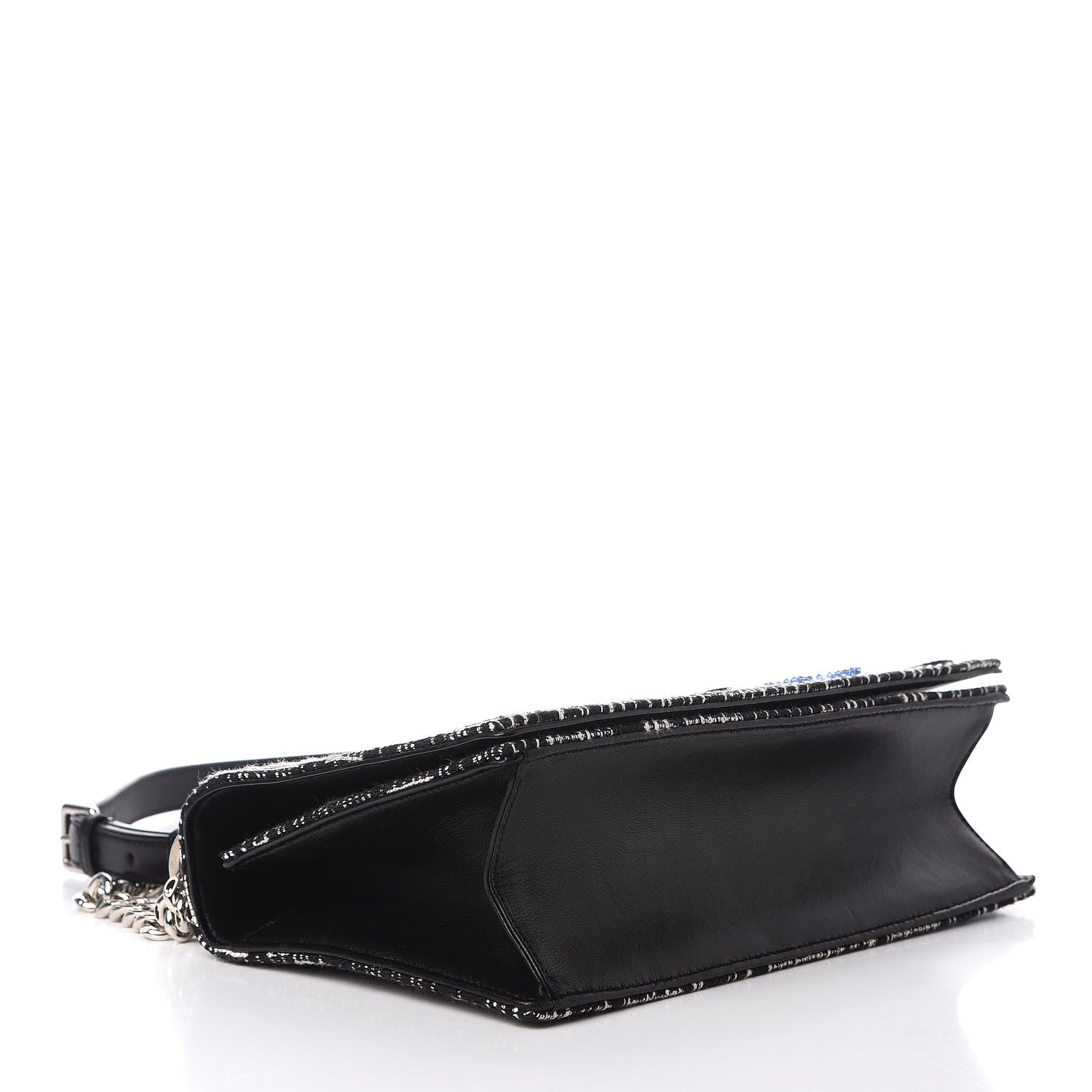 Christian Dior Tweed Embellished Diorama Flap Bag Black White 4 of 10