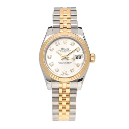 Rolex Stainless Steel 18K Yellow Gold Diamond 26mm Oyster Perpetual Datejust Watch Silver 179173 1 of 5