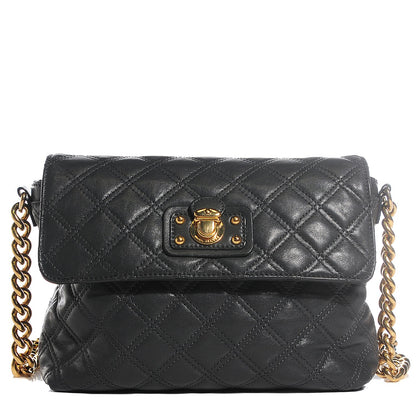 Marc Jacobs Lacquered Lambskin Quilted The Large Single Flap Dark Grey 1 of 11