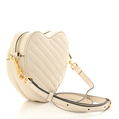 Gucci Calfskin Matelasse Diagonal Mini Interlocking G Heart Shoulder Bag White 3 of 10