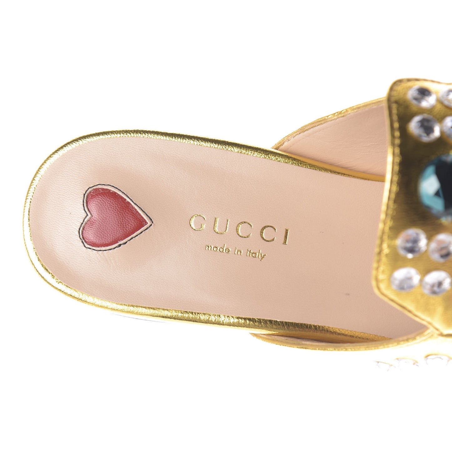 Metallic Nappa Crystal Womens Princetown Slippers 38.5 Gold