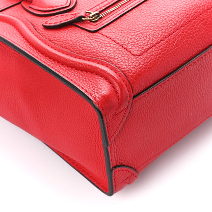 Celine Drummed Calfskin Nano Luggage Coquelicot 9 of 10