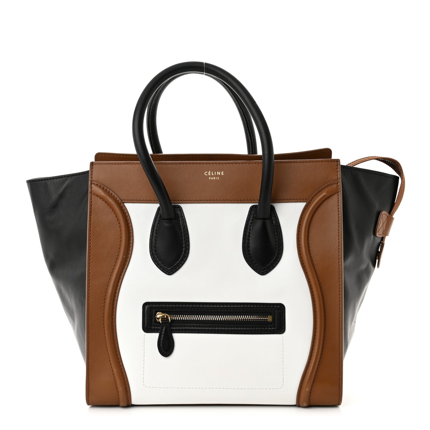 Smooth Calfskin Mini Tri-Color Luggage White Brown