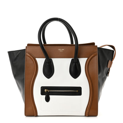 Celine Smooth Calfskin Mini Tri-Color Luggage White Brown 1 of 13