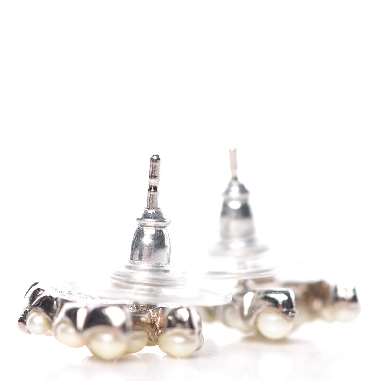 Chanel Pearl CC Earrings Silver 4 of 5