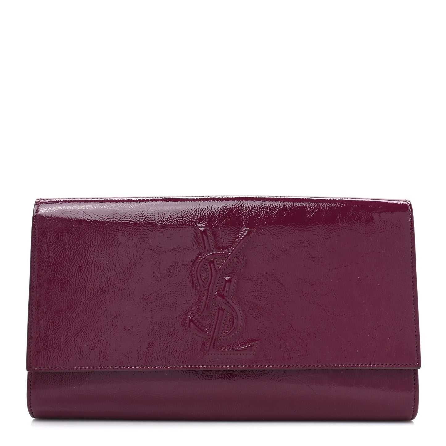 Textured Patent Calfskin Large Belle De Jour Clutch Berry