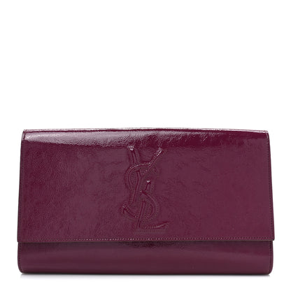 Saint Laurent Textured Patent Calfskin Large Belle De Jour Clutch Berry 1 of 13