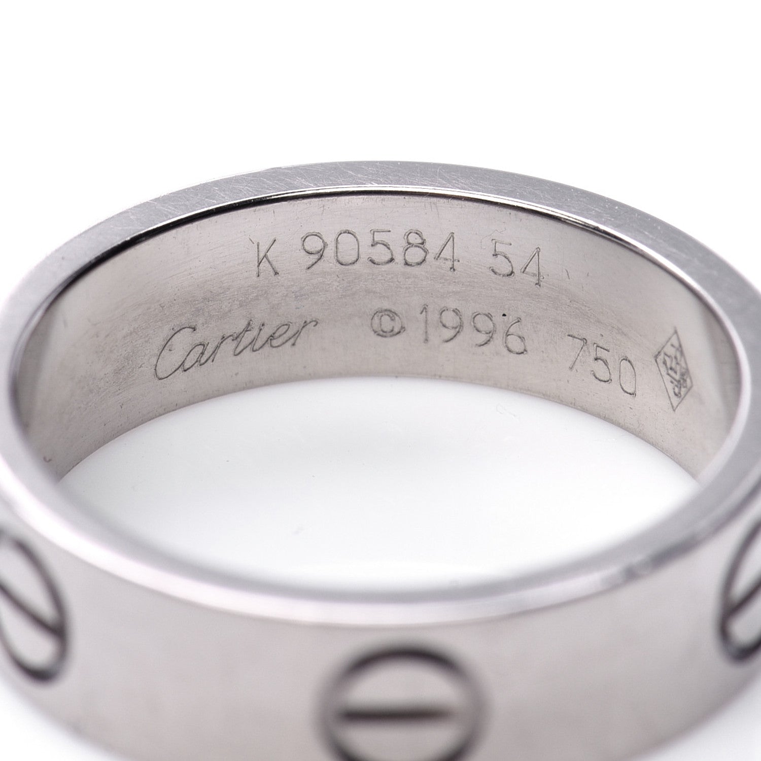 Cartier 18K White Gold 5.5mm LOVE Ring 54 6.75 5 of 6