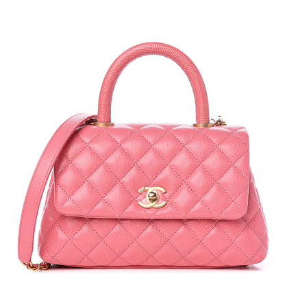 Chanel Caviar Lizard Quilted Mini Coco Handle Flap Pink 1 of 10
