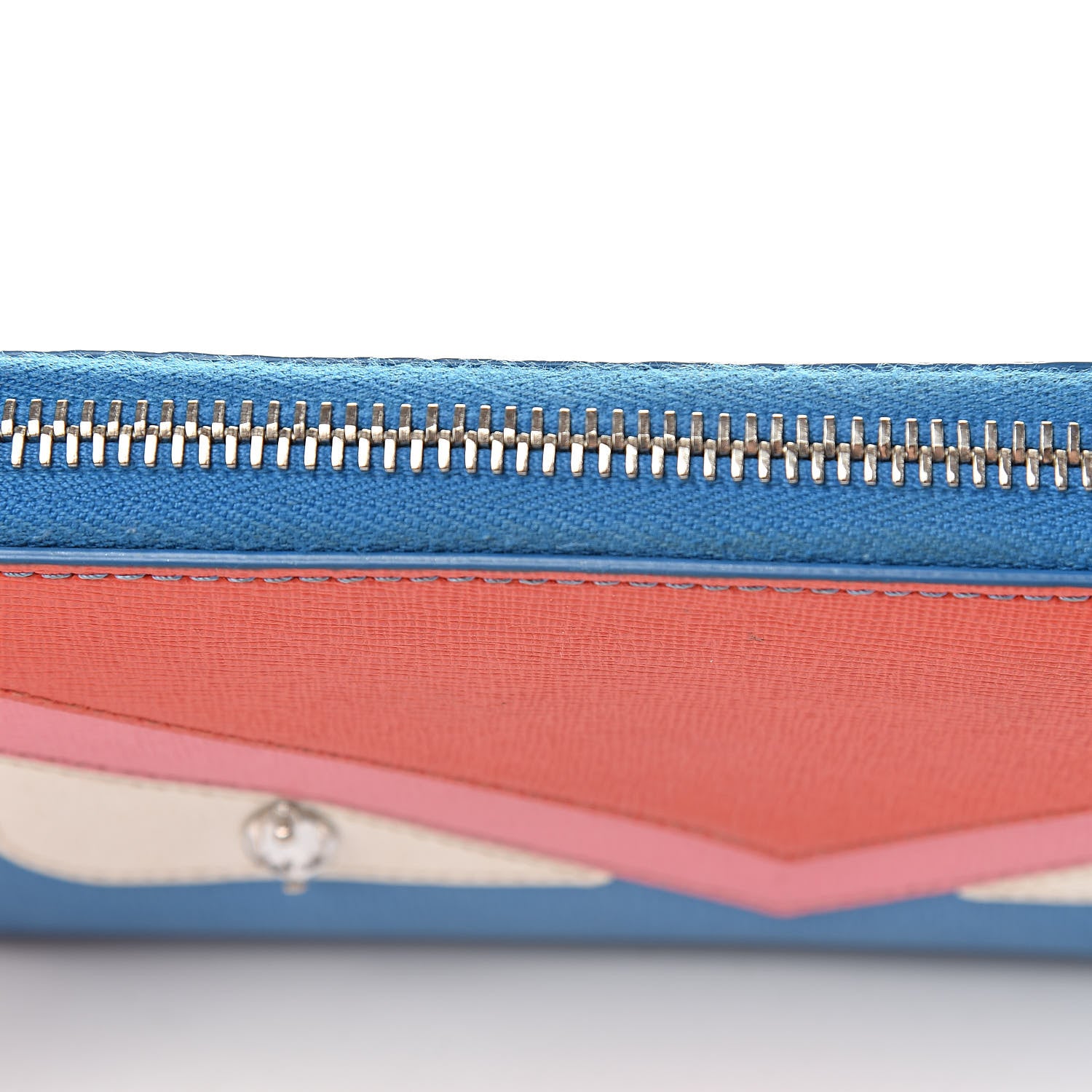Fendi Vitello Elite Crystal Eye Monster Zip Around Wallet Royal Blue Papavero Multicolor 9 of 9
