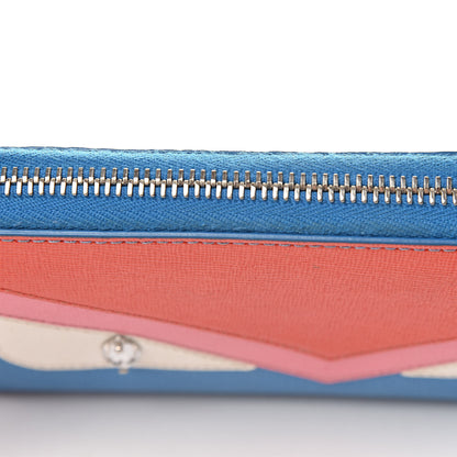 Fendi Vitello Elite Crystal Eye Monster Zip Around Wallet Royal Blue Papavero Multicolor 9 of 9