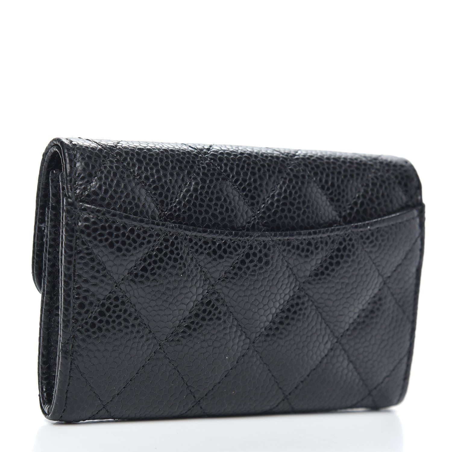 Chanel Caviar Quilted Flap Card Holder Wallet Black 3 of 9