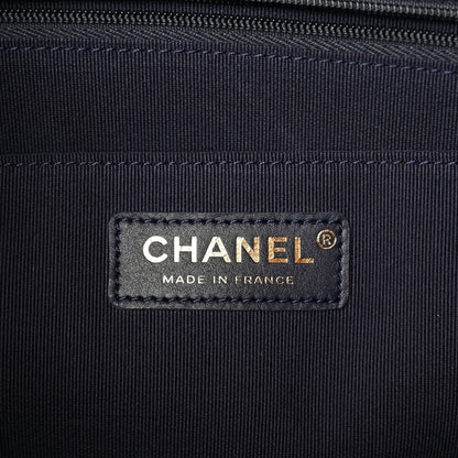 Chanel Denim Quilted XXL Travel Flap Bag Dark Blue Orange 7 of 12