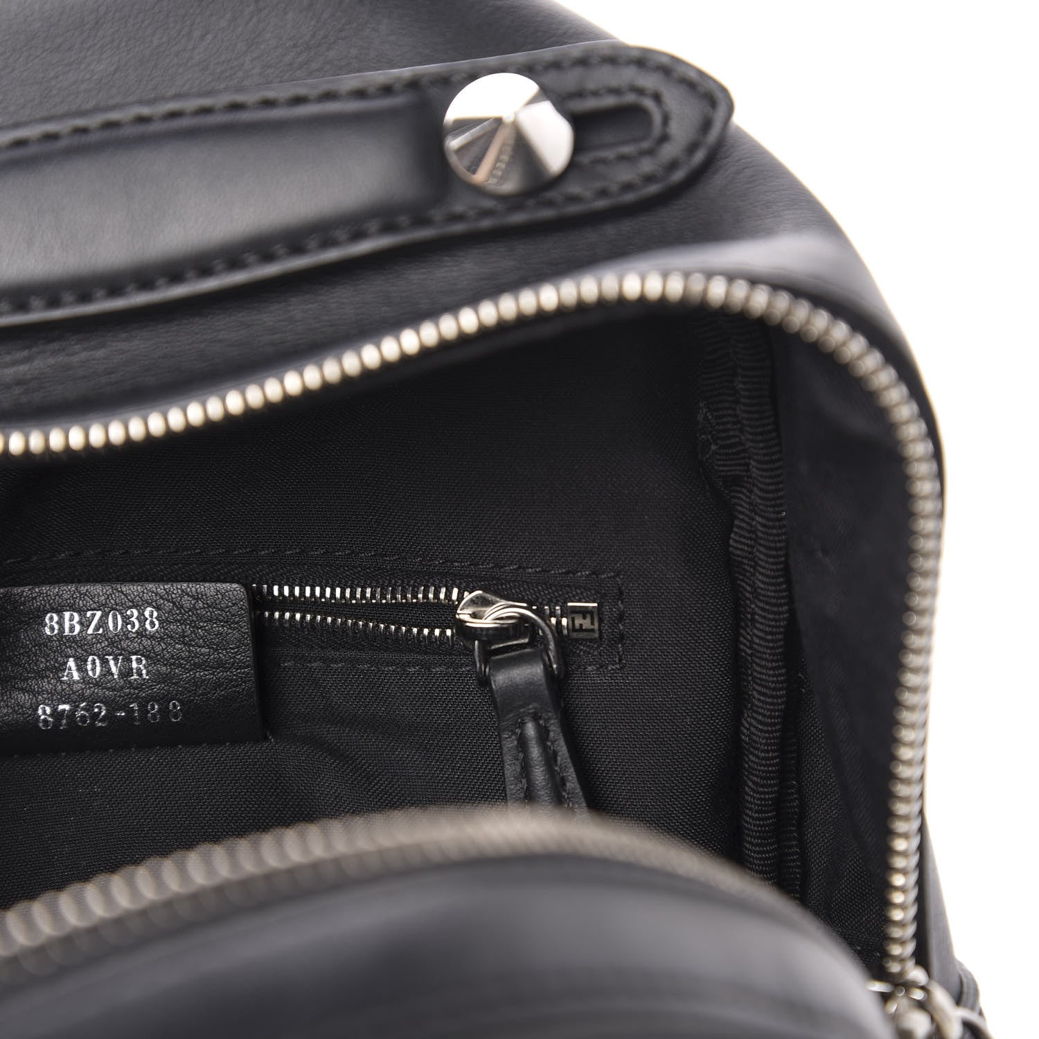 Fendi Vitello Century Fun Fair Metal Studded Mini Backpack Black Multicolor 6 of 10