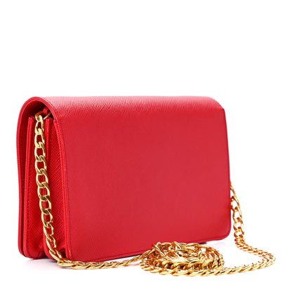 Prada Saffiano Lux Chain Wallet Fuoco 4 of 11