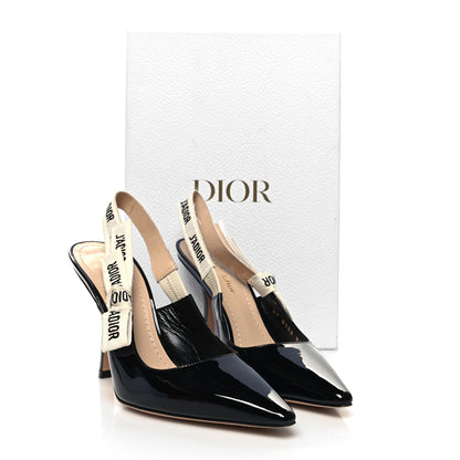 Christian Dior Patent Ribbon J'Adior Slingback 100mm Pumps 37.5 Black 9 of 9