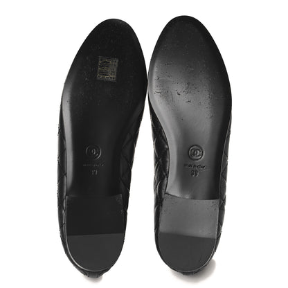 Chanel Aged Calfskin Quilted CC Cap Toe Ballerina Flats 39 Black 6 of 10