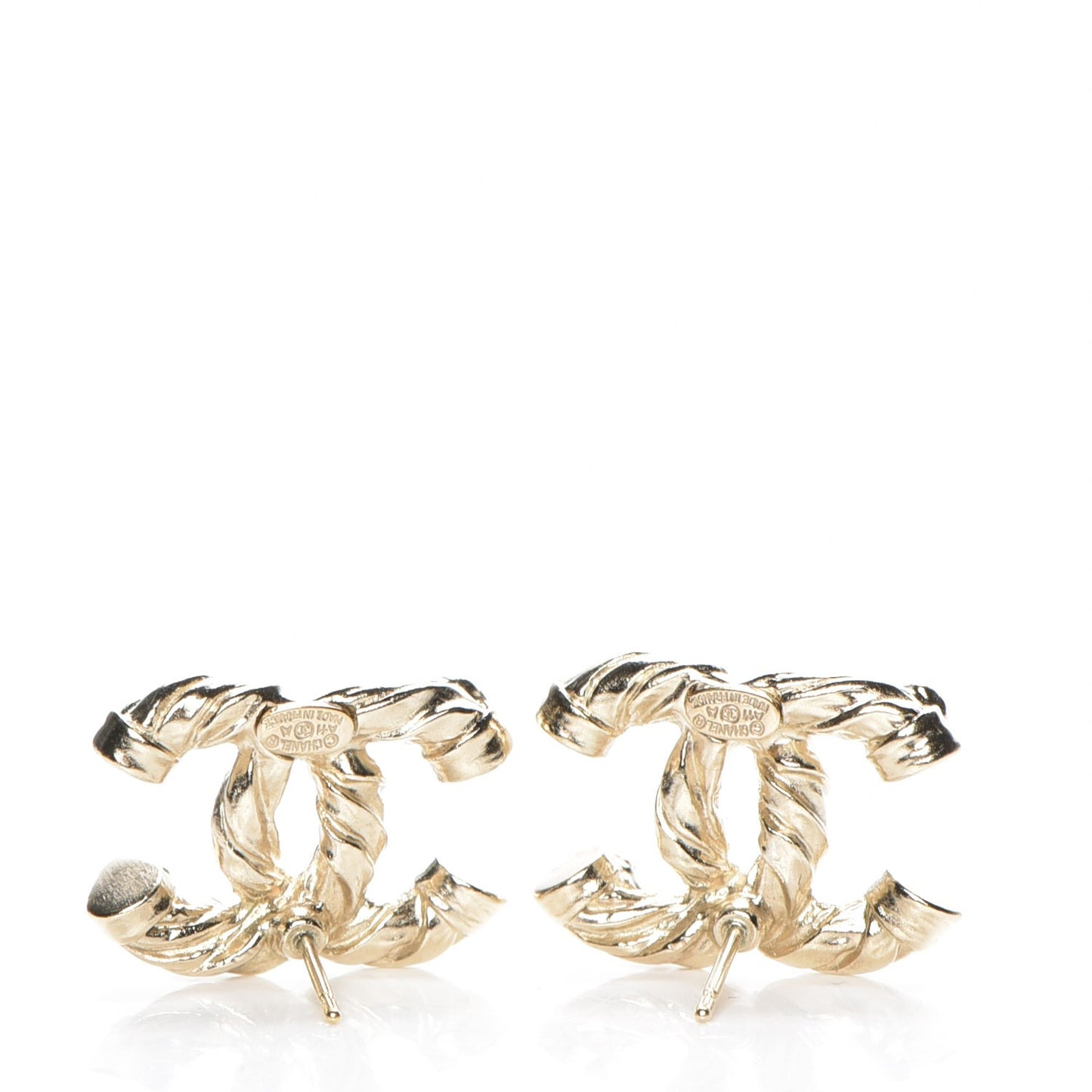 Pearl Resin Twisted CC Earrings Gold