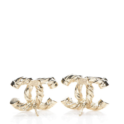Chanel Pearl Resin Twisted CC Earrings Gold 3 of 4