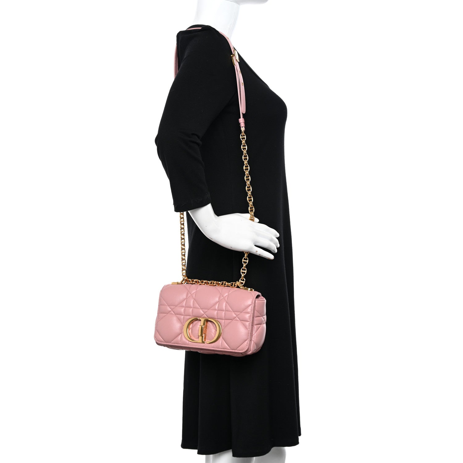 Christian Dior Lambskin Macrocannage Small Dior Caro Bag Pink 2 of 10