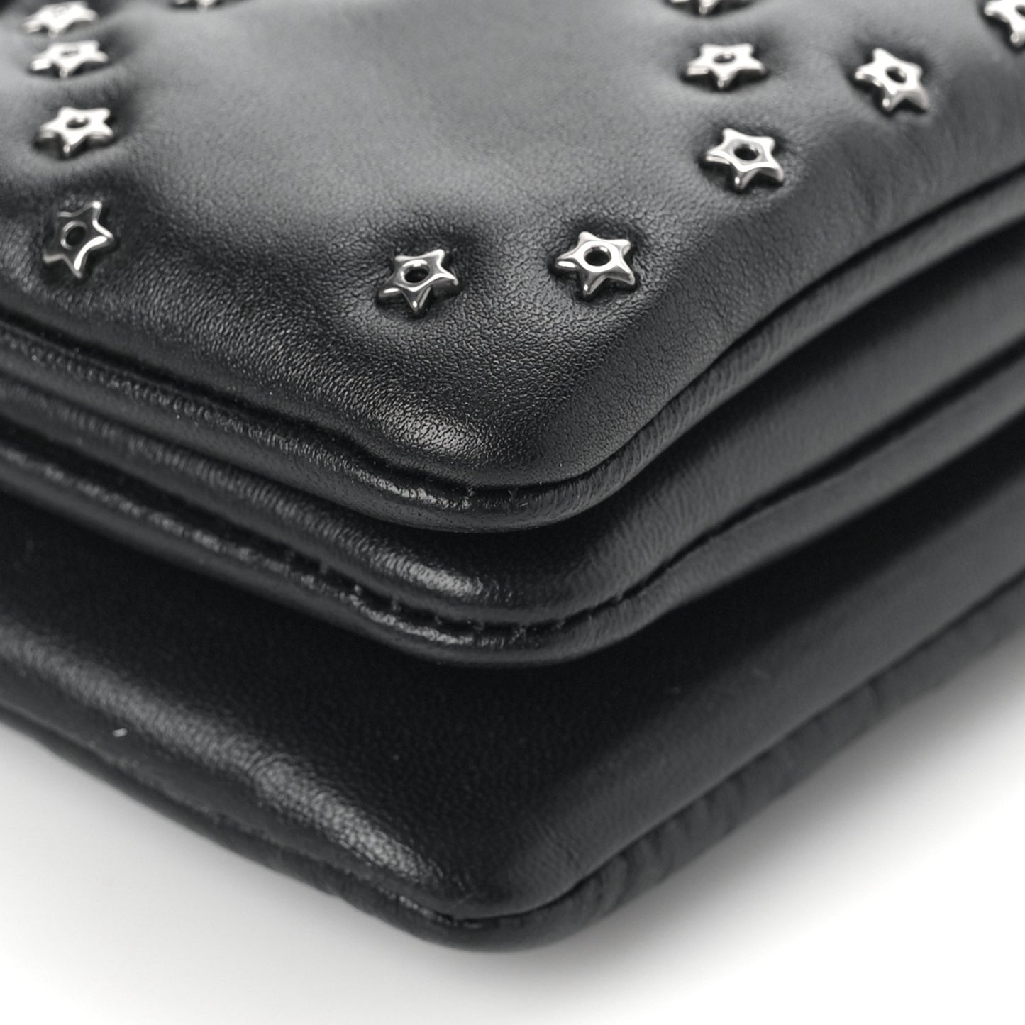 Calfskin Star Motif Macrocannage Mini Caro Bag Black