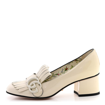 Gucci Vernice GG Marmont Fringe 50mm Loafer Pumps 35.5 Mystic White 1 of 8