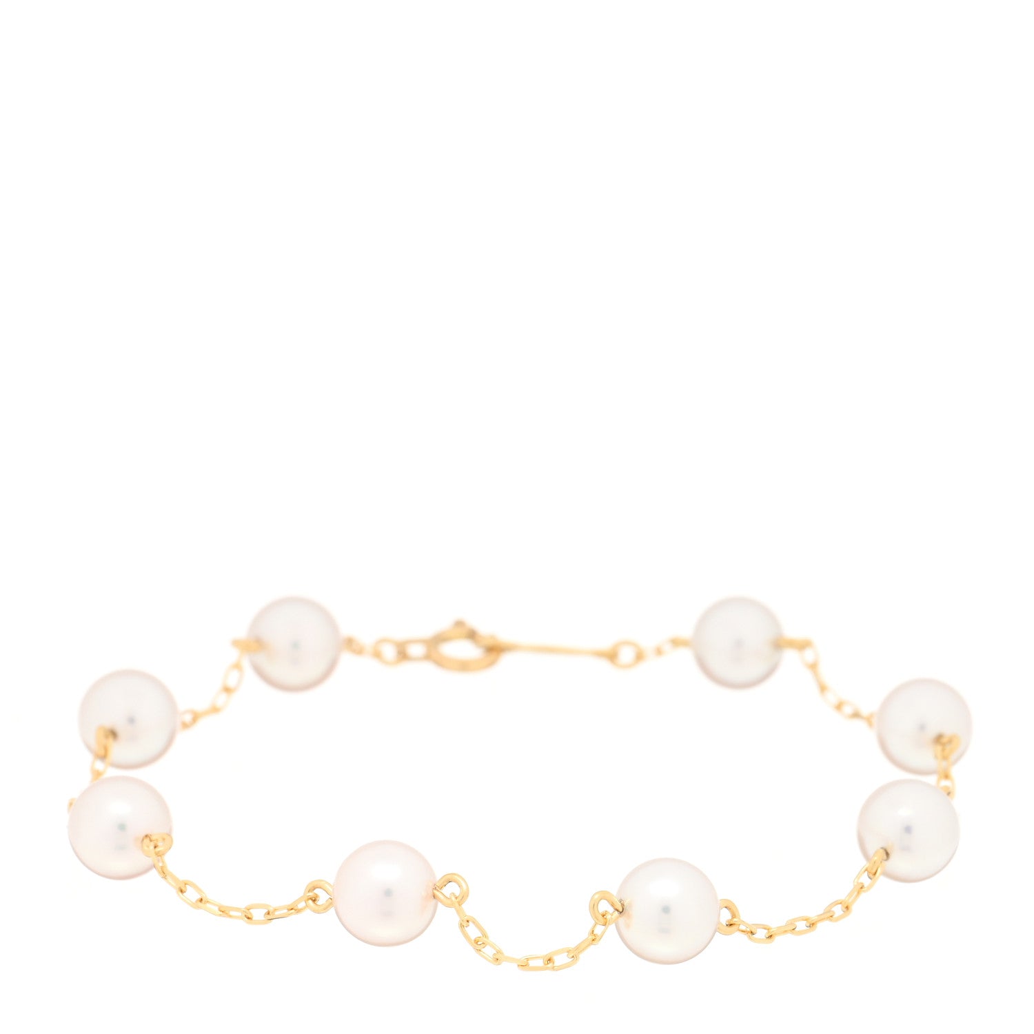 Mikimoto 18K Yellow Gold Akoya Pearl 6mm Station Bracelet 1 of 3