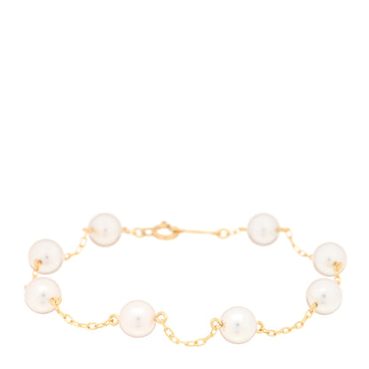 Mikimoto 18K Yellow Gold Akoya Pearl 6mm Station Bracelet 1 of 3